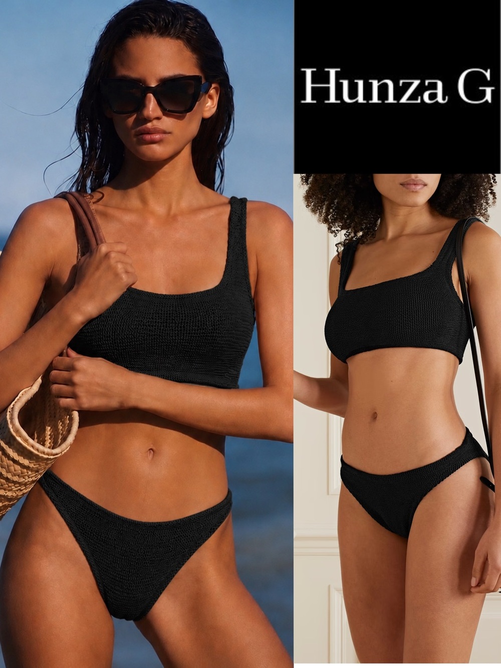 Hottest style!  Hunza G Coverage Xandra Bikini in classic black color